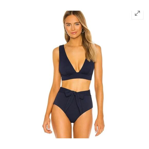 Eberjey pique Vivian black bikini top women’s large nwt - Picture 2 of 8